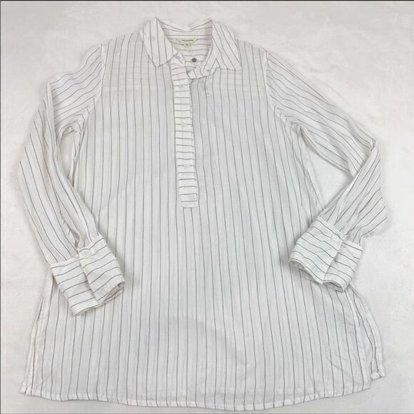 Max Studio Pop Over Stripped Shirt Rayon Nwt Sz L